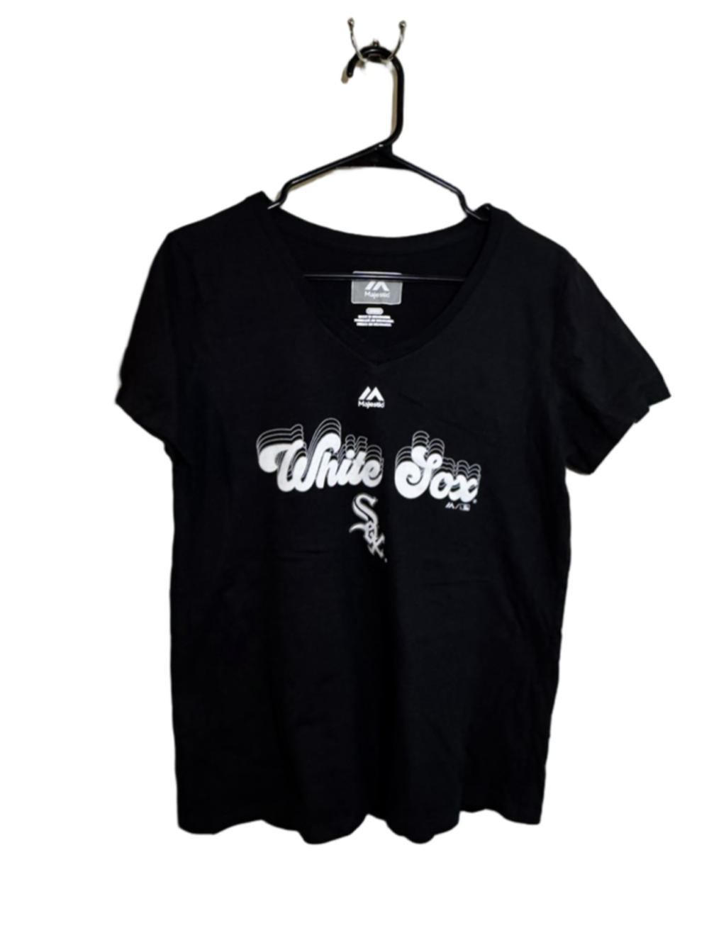 MLB White Sox Short Sleeve Tee Medium Black & White- majestic brand